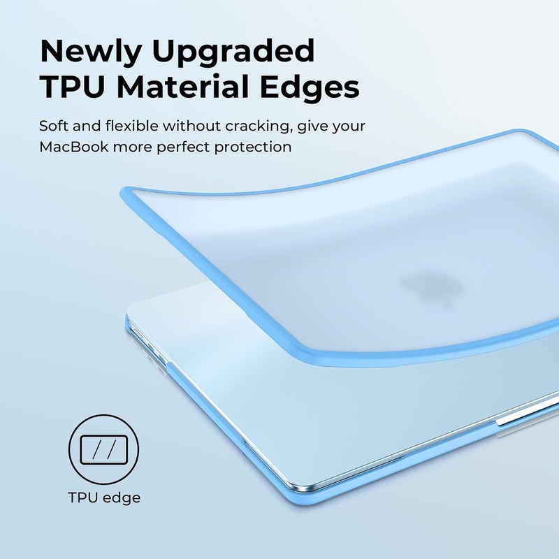 BlueSwan Anti-Cracking Hard Shell Case Compatible with MacBook Air 13 inch M4 M3 M2 2026 2025-2022 A3240 A3113 A2681, Drop Protection Soft TPU Bumper PC Base for Air 13.6 inch, Frosted Sky Blue - Image 3